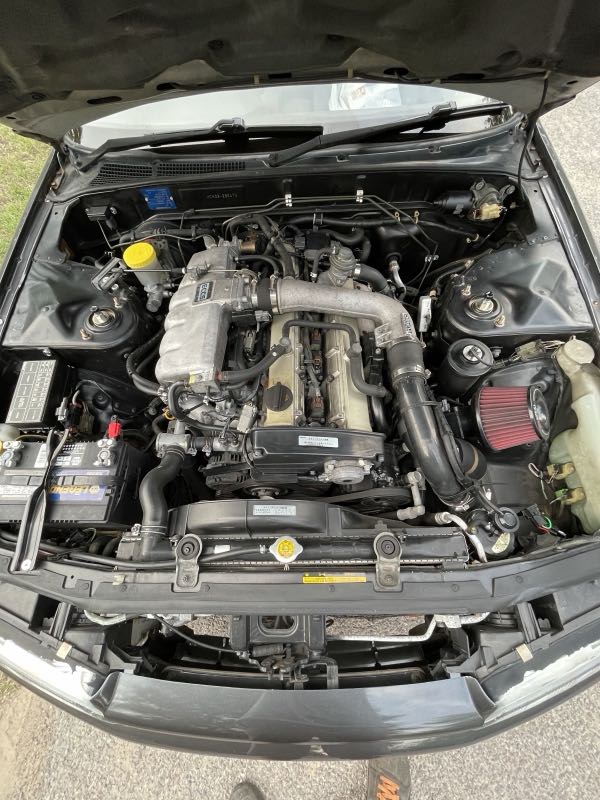 Detail of a clean, turbocharged engine bay